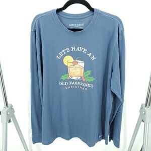 Men's Life Is Good Crusher "Old Fashioned Christmas" Cocktail Graphic Te…